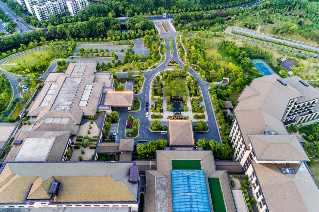 Corporate campus and facilities drone photography