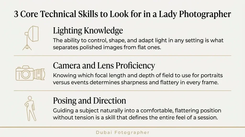 Technical skills to look for in a lady photographer UAE