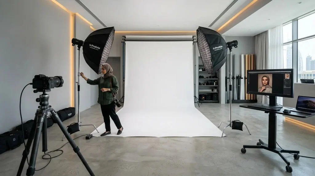 Professional photography studio setup in UAE